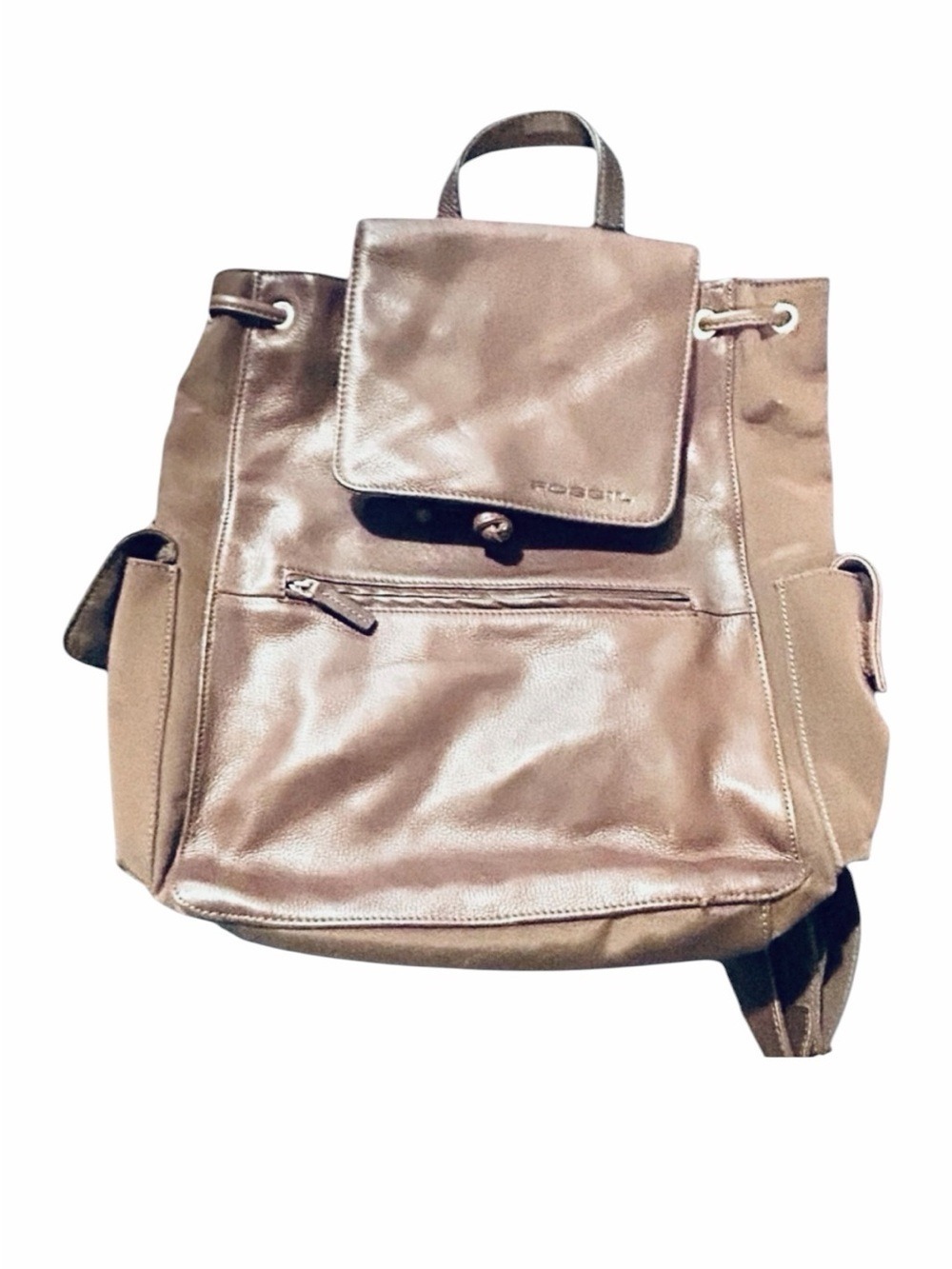 FOSSIL Leather Backpack Bag Drawstring Roomy Supple Brown Chocolate VGC